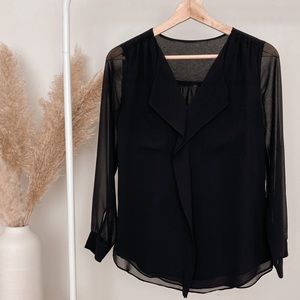 Black WHBM Blouse with front ruffle